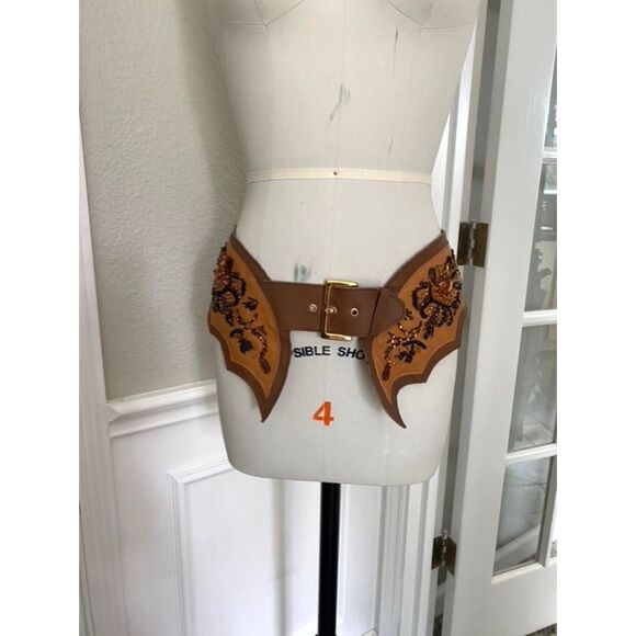 EUC Dolce & Gabbana Soft Leather Rhinestone Western Style Belt - Picture 1 of 8